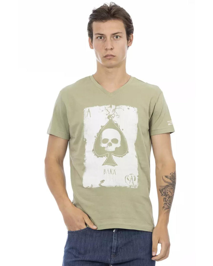 Printed V-neck Short Sleeve T-shirt S Men