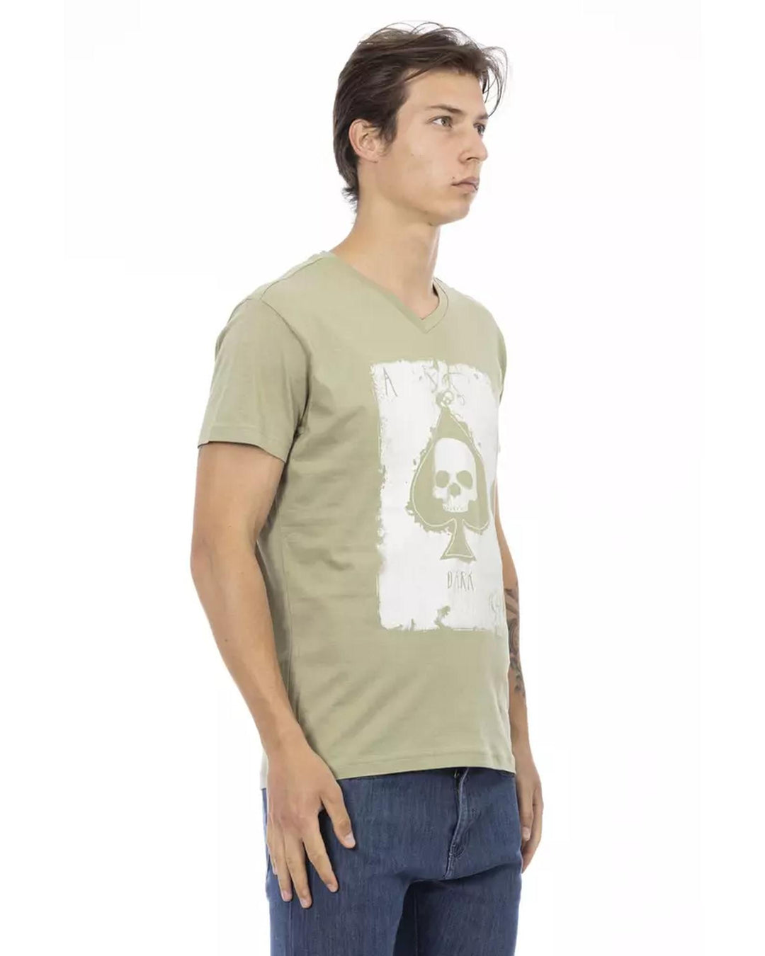 Printed V-neck Short Sleeve T-shirt S Men