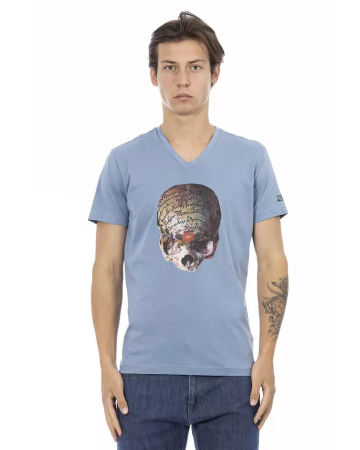 Short Sleeve T-shirt with V-neck and Front Print 3XL Men