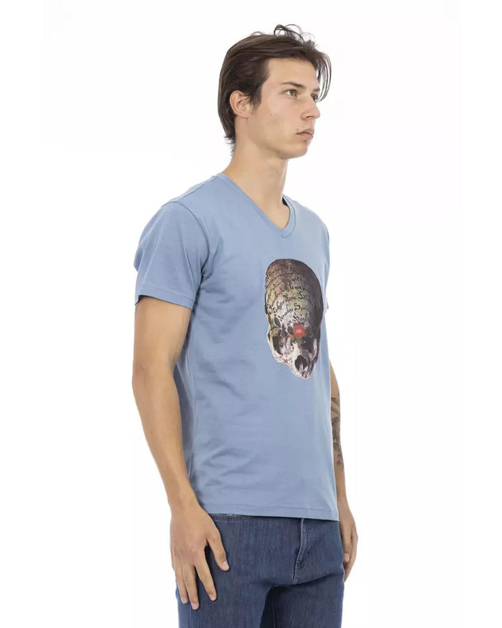 Short Sleeve T-shirt with V-neck and Front Print 3XL Men