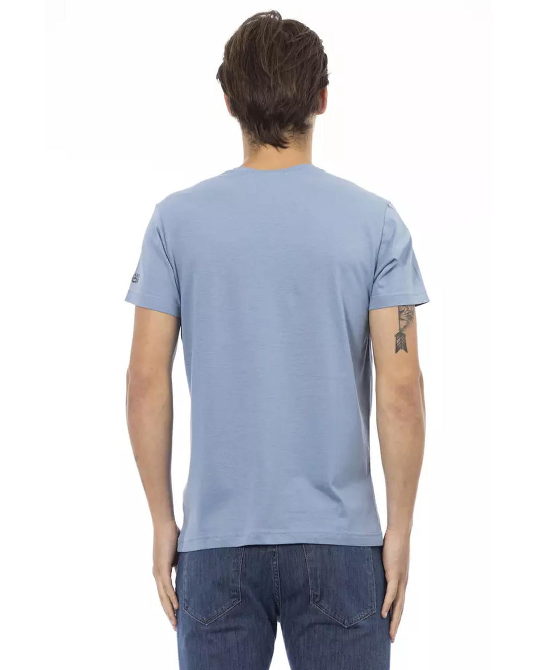 Short Sleeve T-shirt with V-neck and Front Print 3XL Men