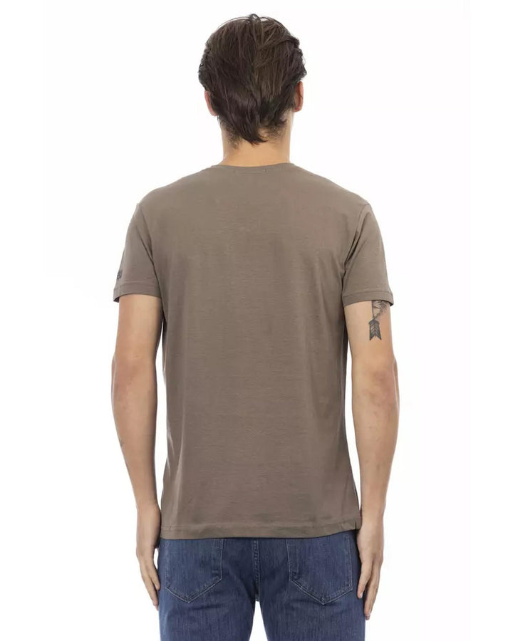 Short Sleeve V-neck T-shirt with Front Print S Men