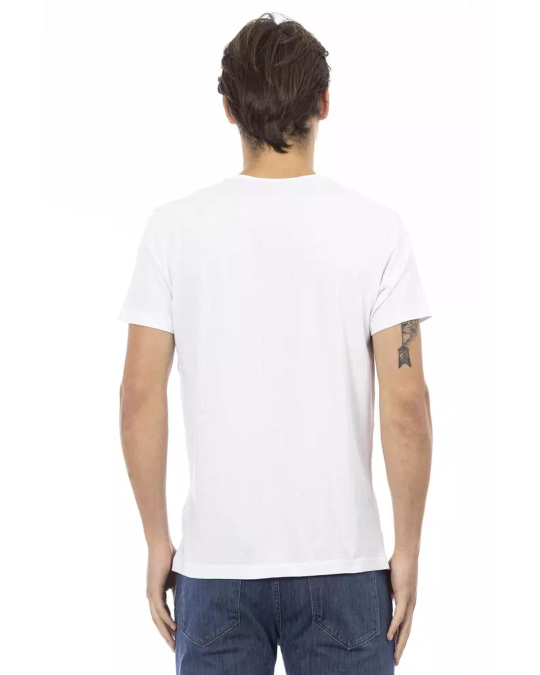 Short Sleeve T-shirt with V-neck and Front Print 2XL Men