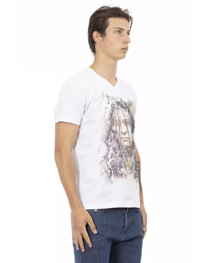 Short Sleeve T-shirt With V-neck - Front Print 3XL Men