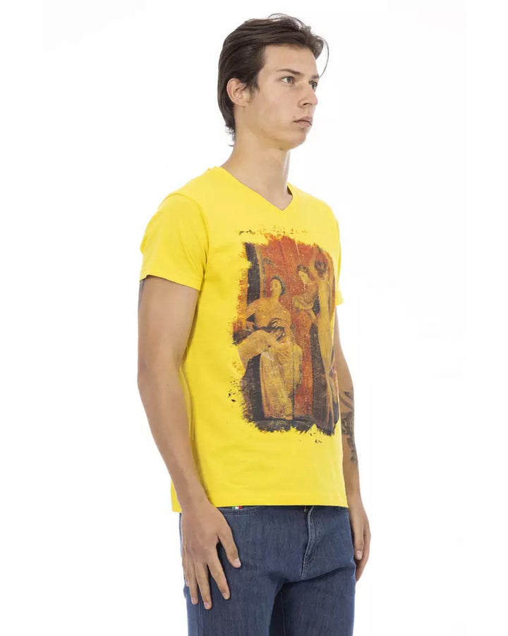 Front Print V-Neck Short Sleeve T-Shirt S Men