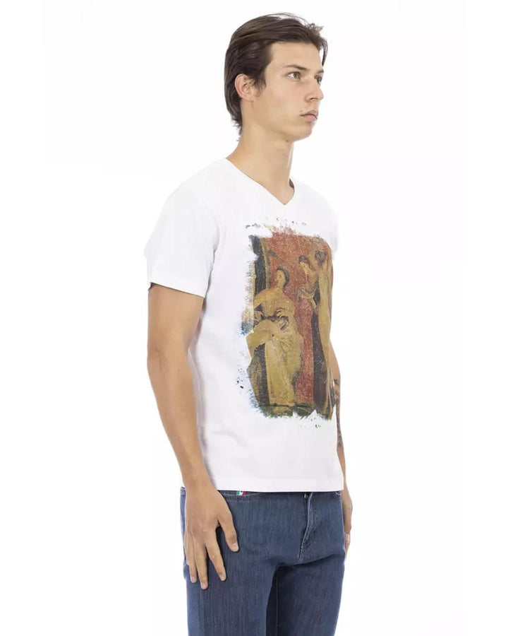 Front Print Short Sleeve V-Neck T-Shirt XL Men