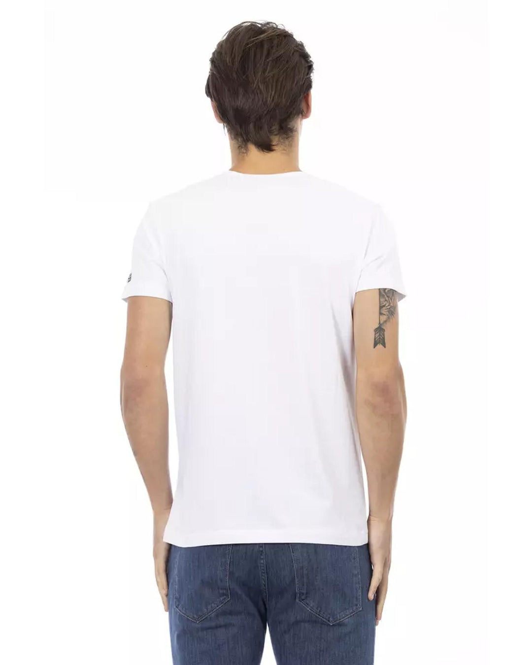 Short Sleeve V-Neck T-Shirt with Front Print L Men