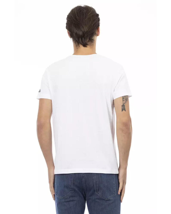 Short Sleeve V-Neck T-Shirt with Front Print M Men