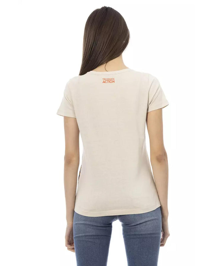 Short Sleeve T-shirt with Round Neck and Front Print L Women