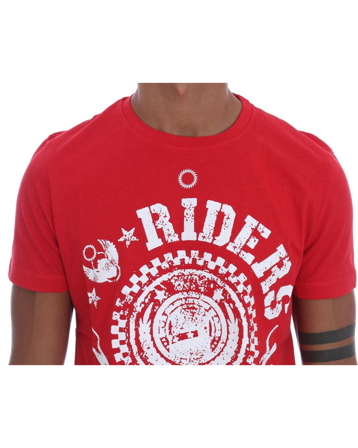 Frankie Morello Crewneck Short Sleeve T-Shirt with Riders Print M Men