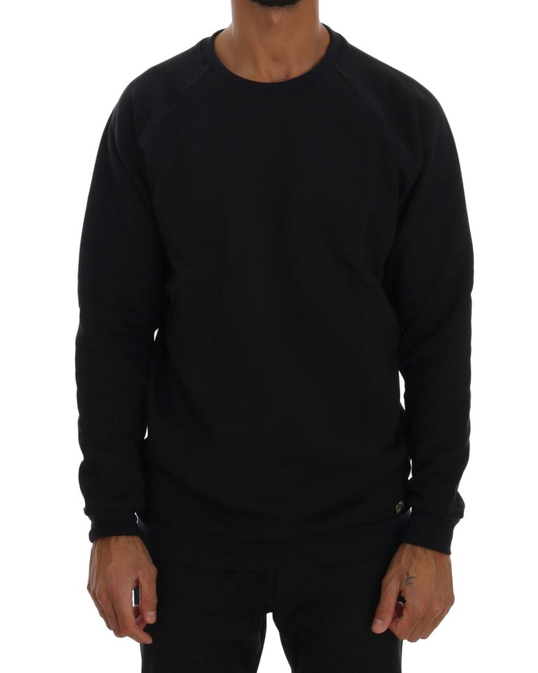 Cotton Crewneck Pullover Sweater with Logo Details L Men