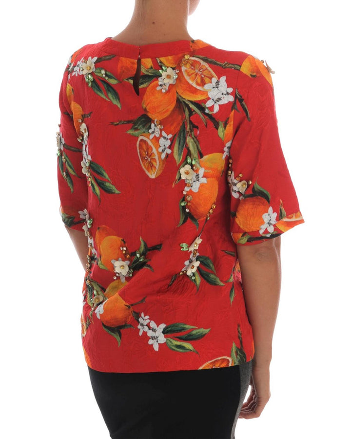 Crystal Embellished Blossom Print Blouse 36 IT Women