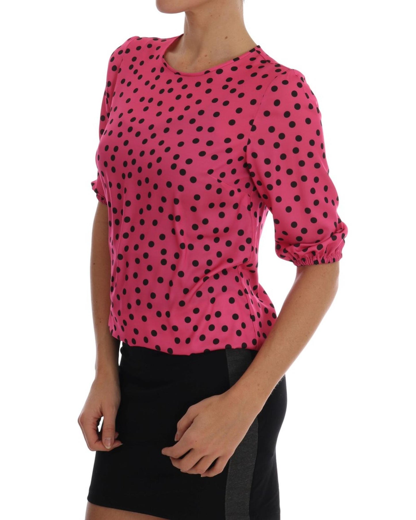 Enchanted Sicily Silk Blouse with Polka Dots 36 IT Women