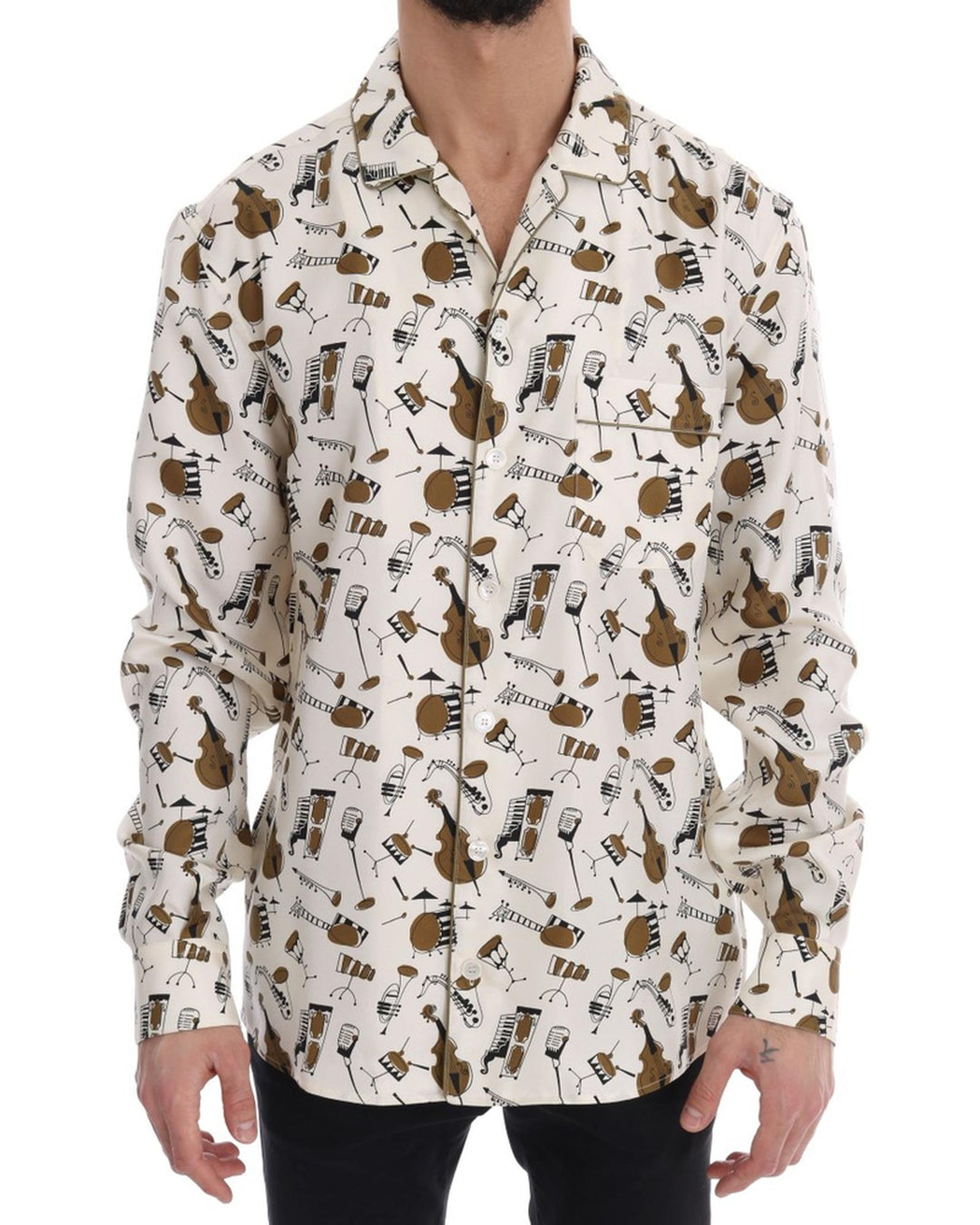 Exclusive Dolce & Gabbana Silk Jazz Motive Shirt 40 EU Men