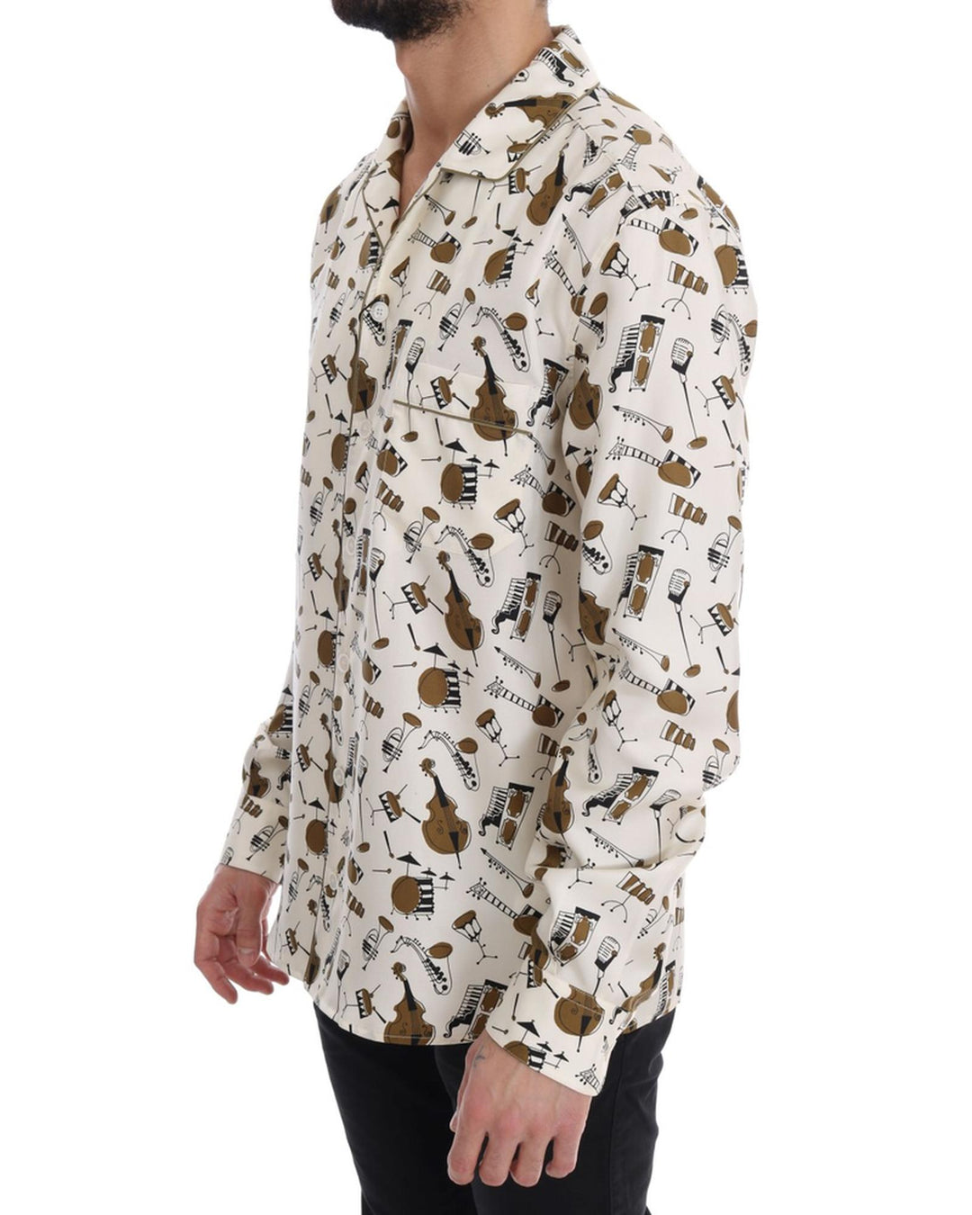 Exclusive Dolce & Gabbana Silk Jazz Motive Shirt 40 EU Men