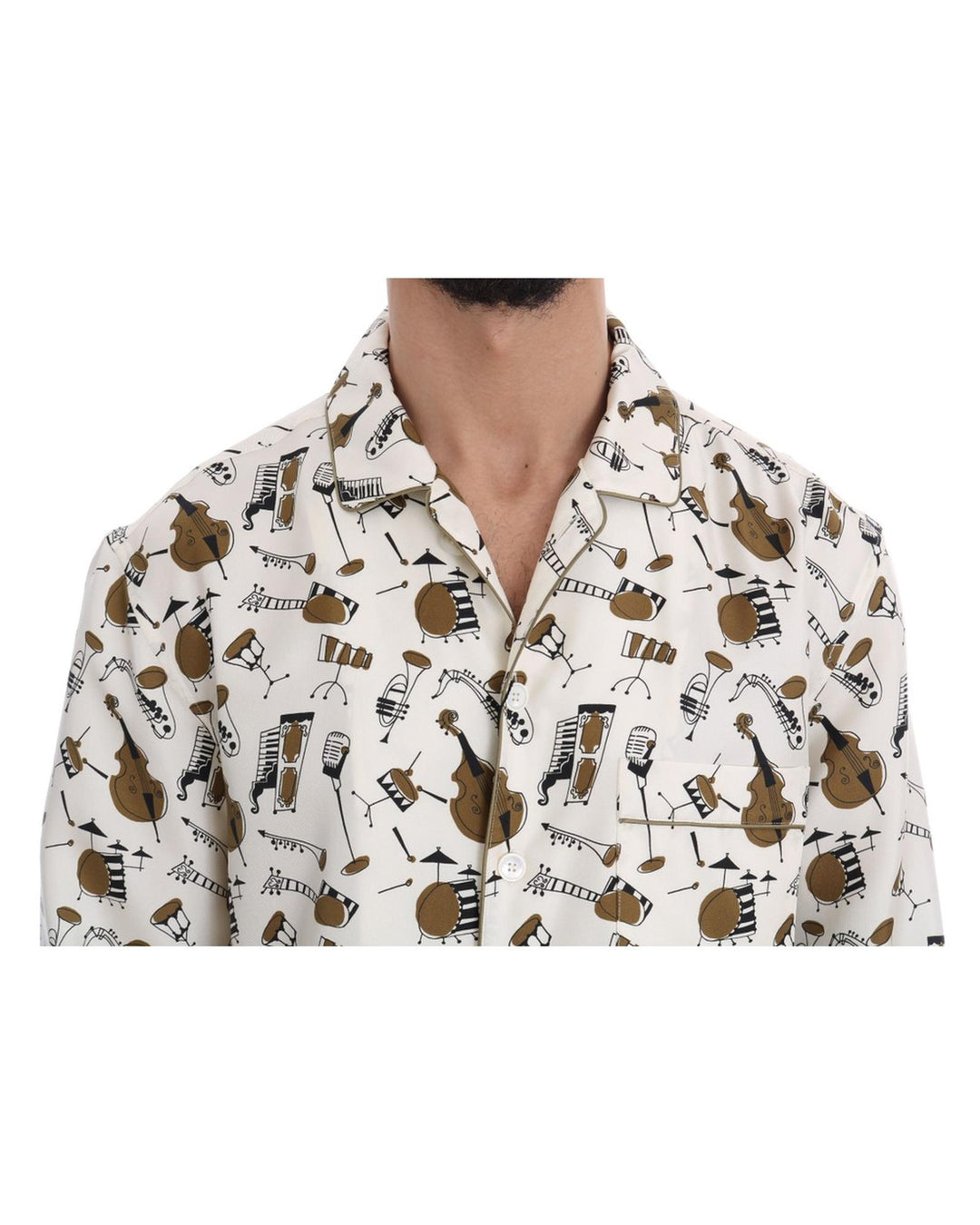 Exclusive Dolce & Gabbana Silk Jazz Motive Shirt 40 EU Men