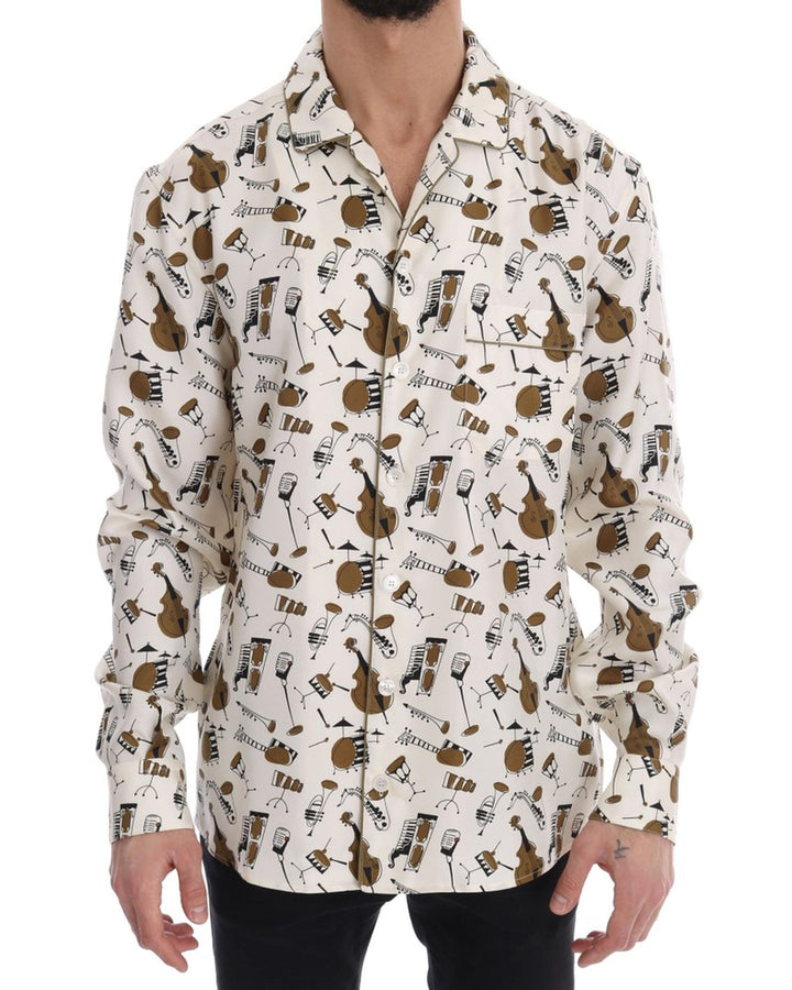 Exclusive Dolce & Gabbana Silk Jazz Motive Shirt 39 EU Men