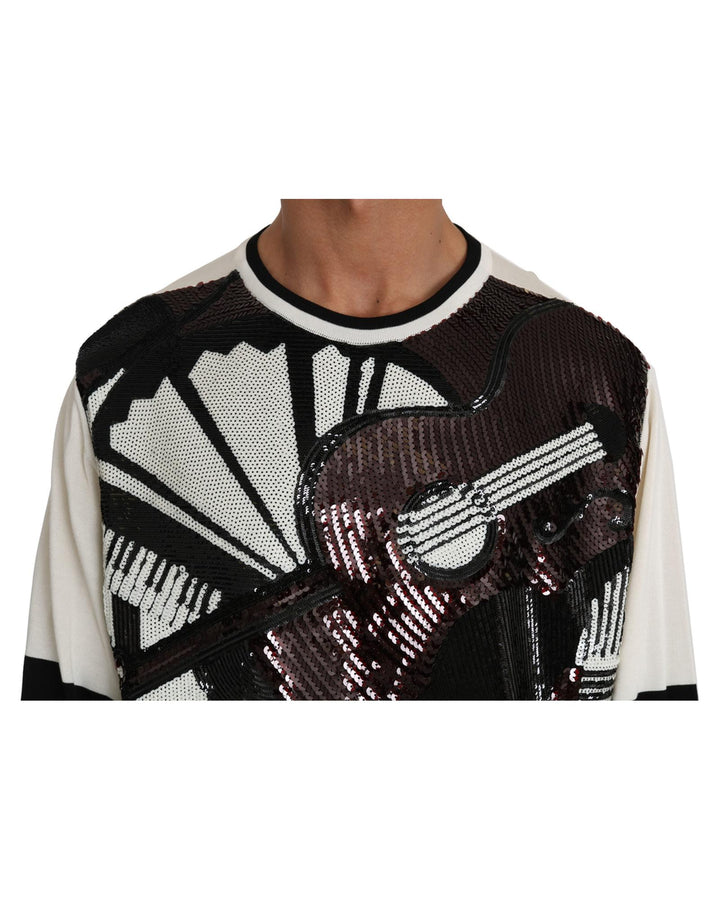 New York Jazz Sequined Silk Pullover Sweater 48 IT Men