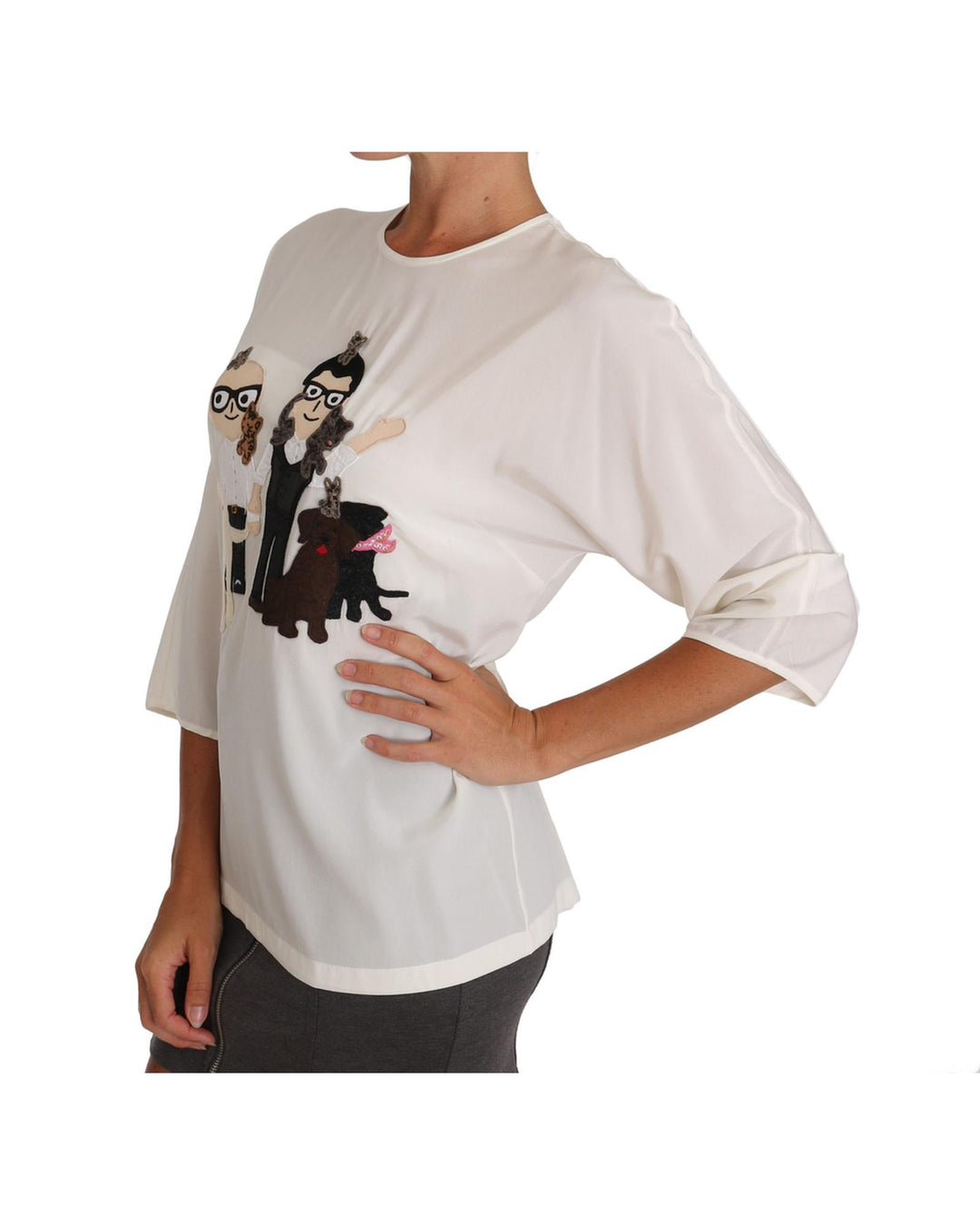 DOLCE & GABBANA White Multicolor Figure Family T-shirt 36 IT Women