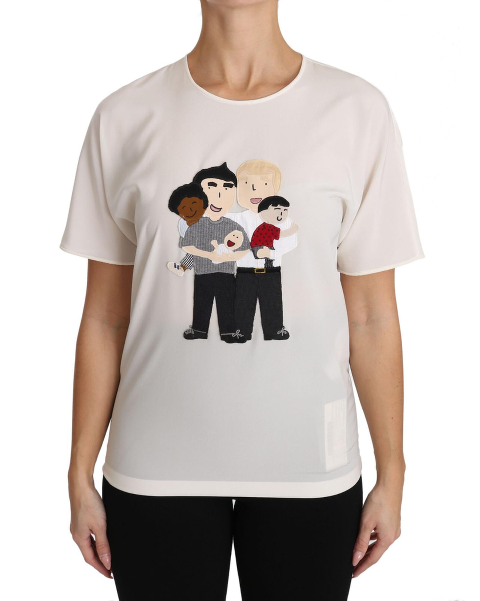 DOLCE & GABBANA Figure Family Silk T-Shirt 36 IT Women