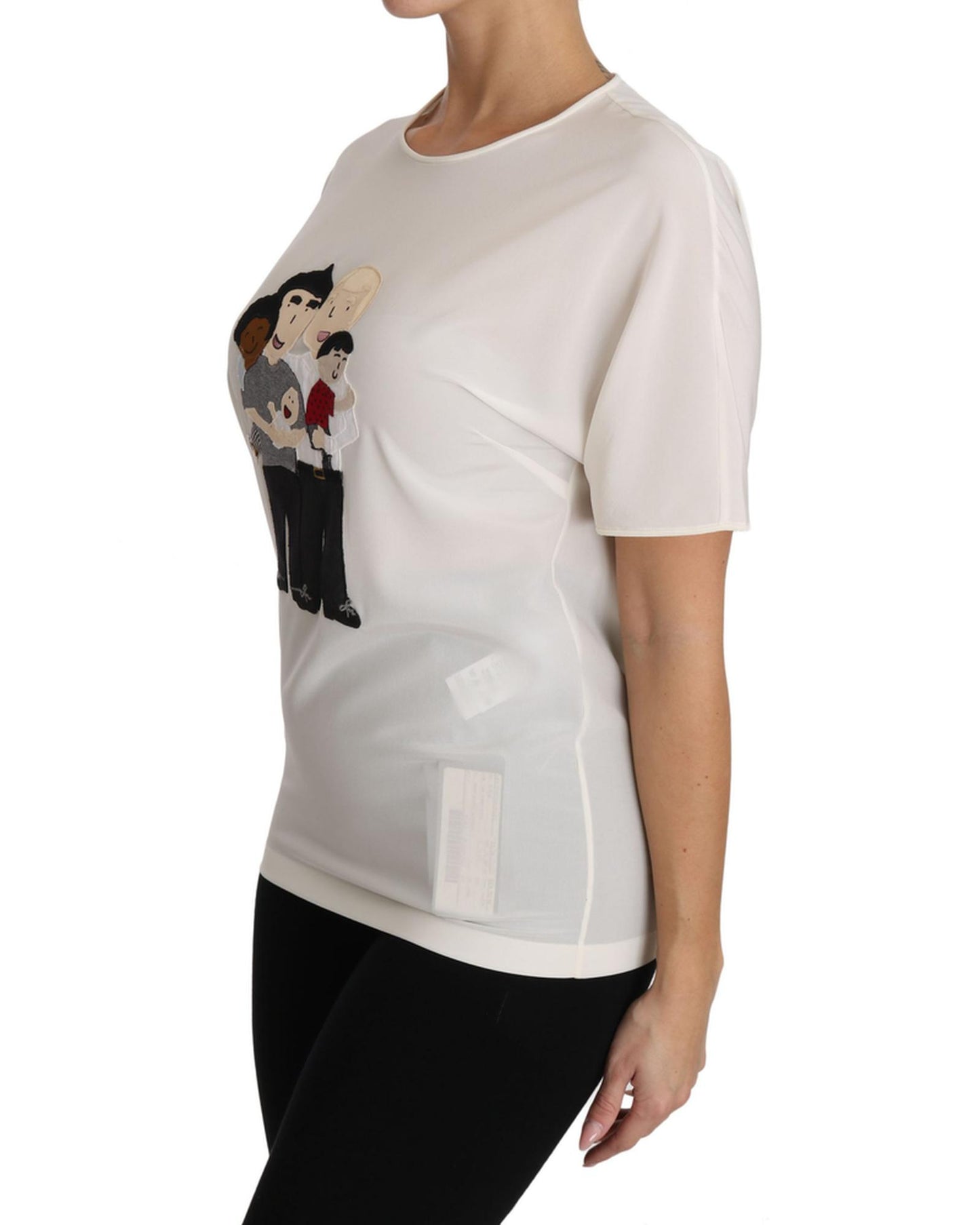 DOLCE & GABBANA Figure Family Silk T-Shirt 36 IT Women