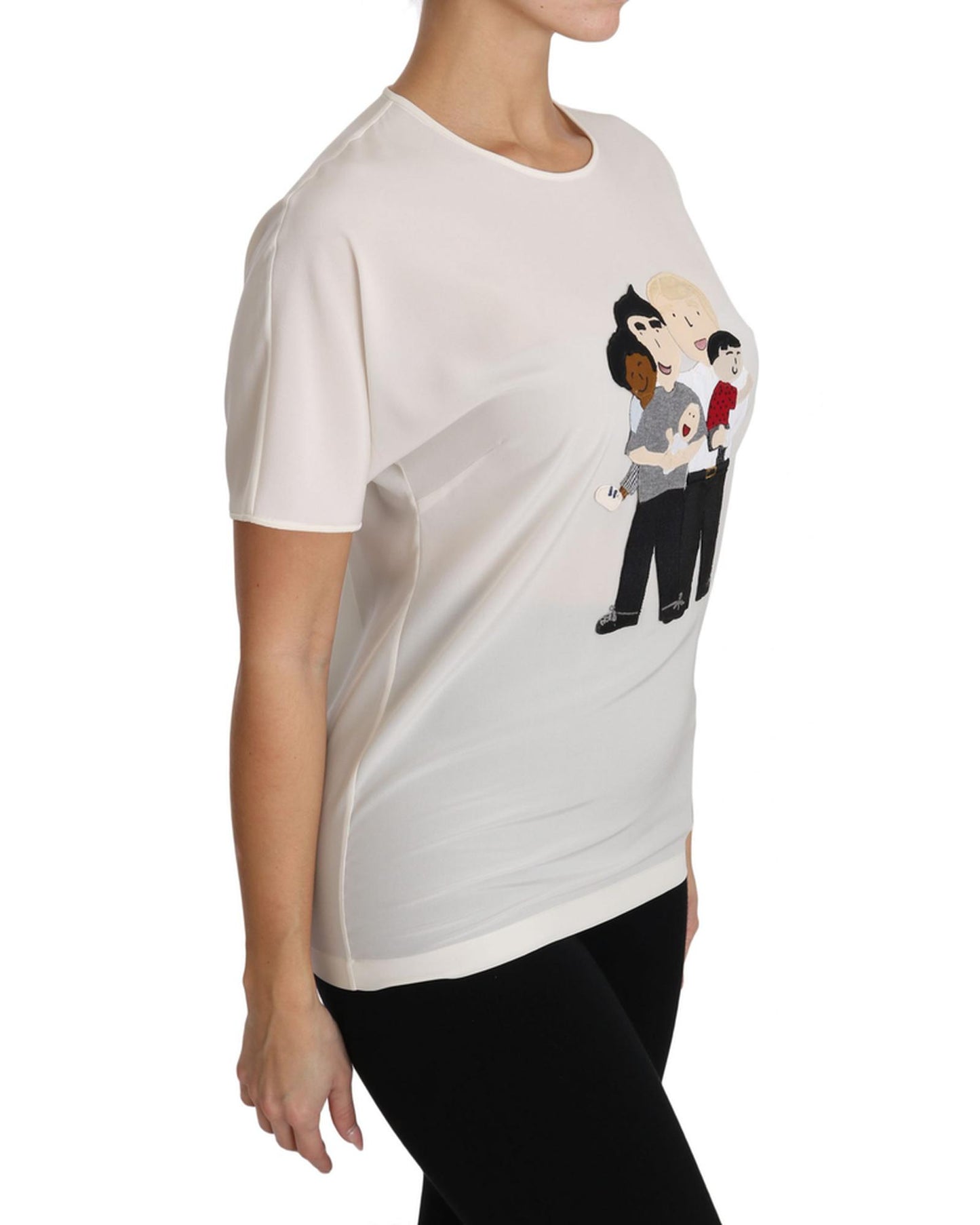 DOLCE & GABBANA Figure Family Silk T-Shirt 38 IT Women