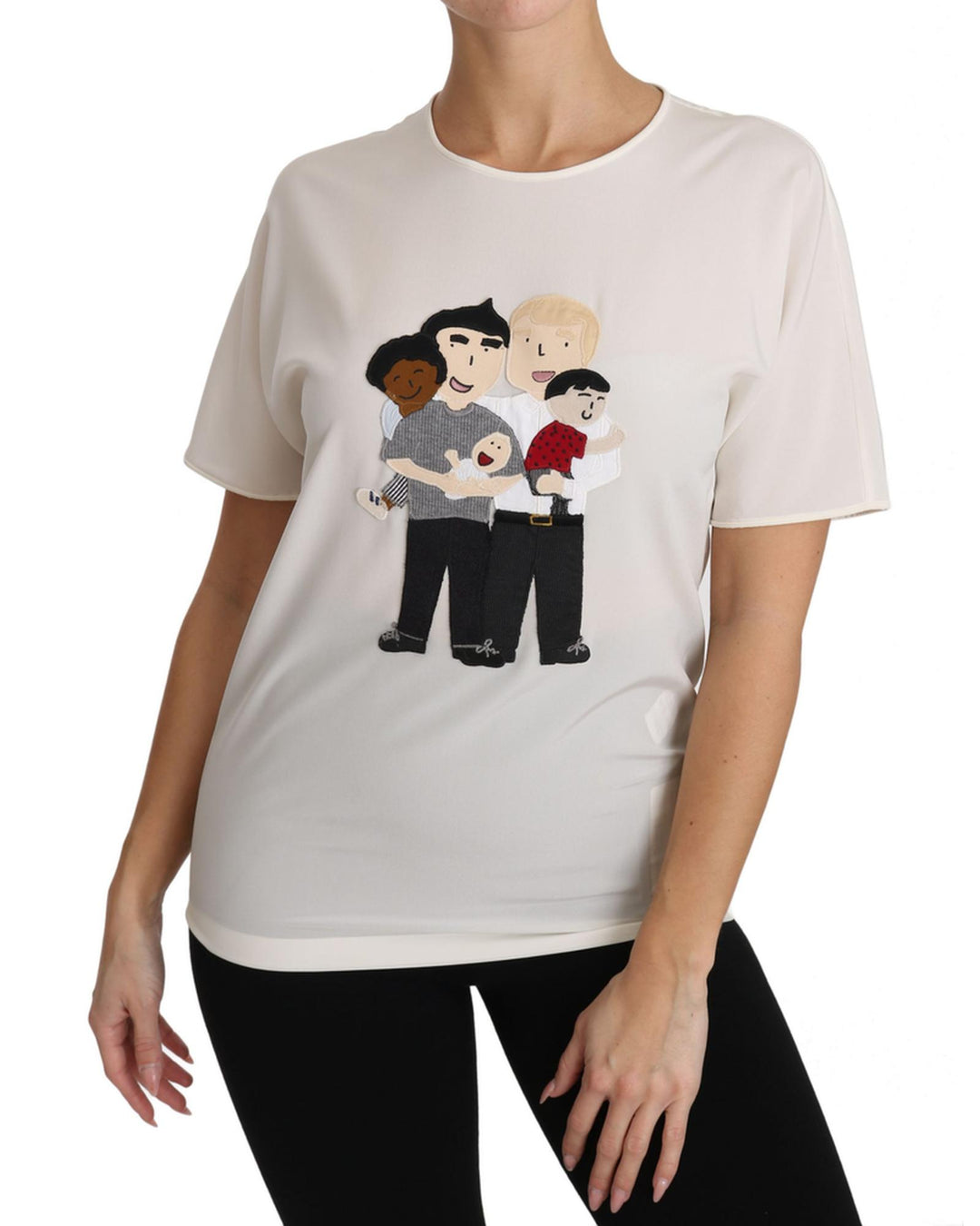 DOLCE & GABBANA Figure Family Silk T-Shirt 40 IT Women