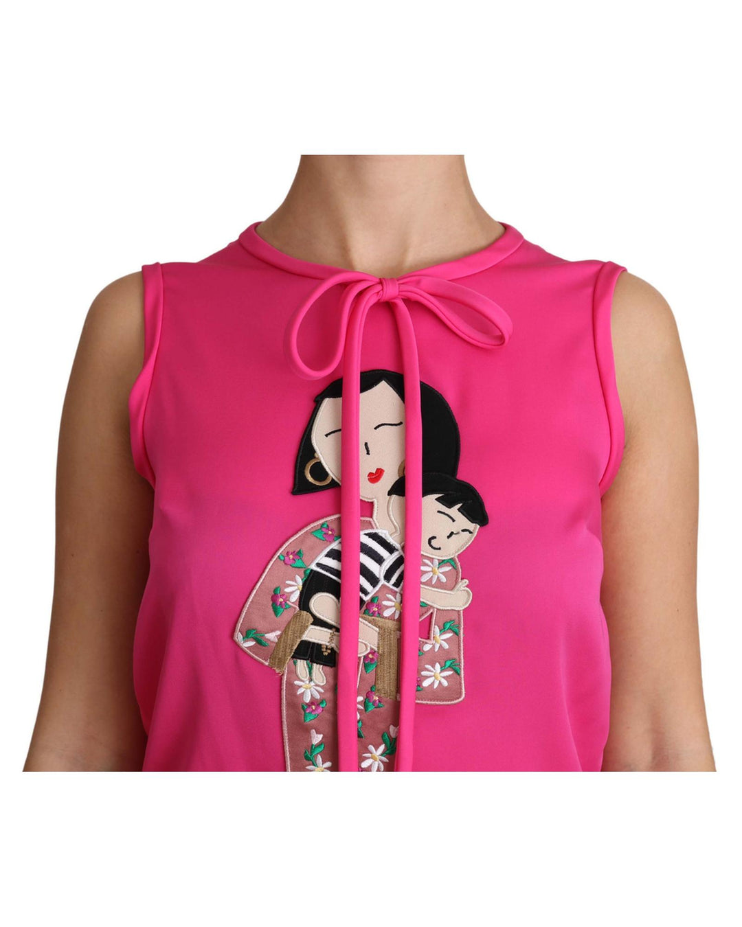 Stunning Dolce & Gabbana Family Silk Tank Top Shirt 42 IT Women