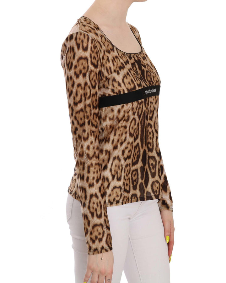 Roberto Cavalli Long Sleeve Round Neck Leopard Top 50 IT Women