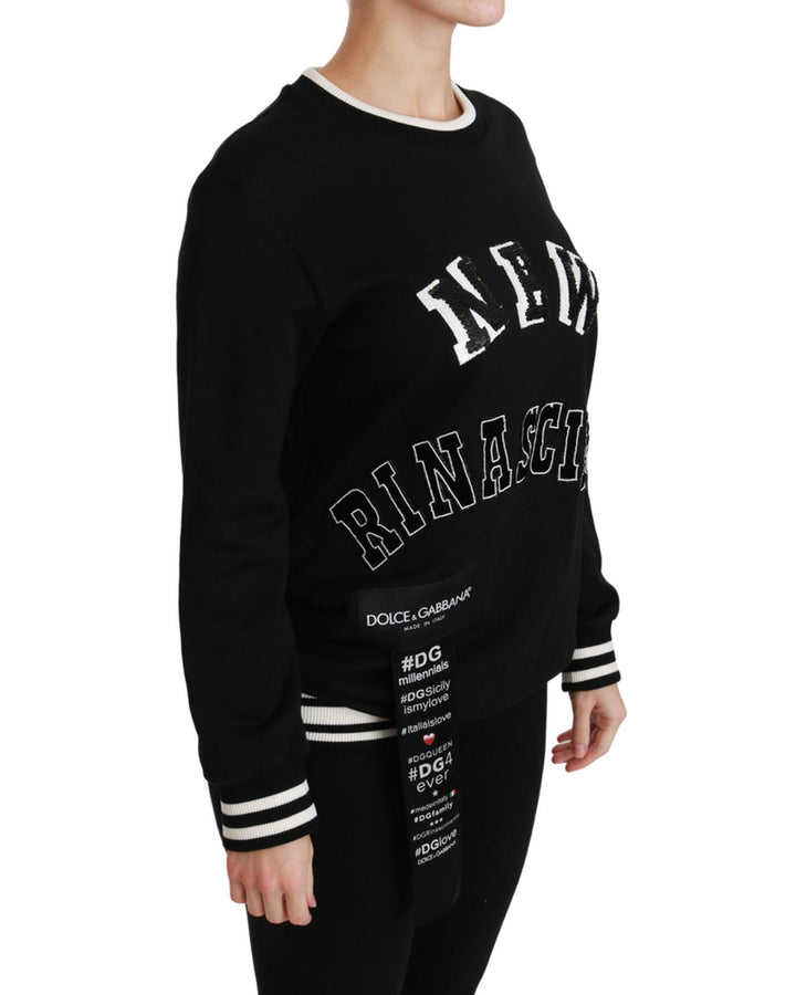 Gorgeous Dolce & Gabbana Crew Neck Pullover Sweater with Sequins and Embroidery 42 IT Women