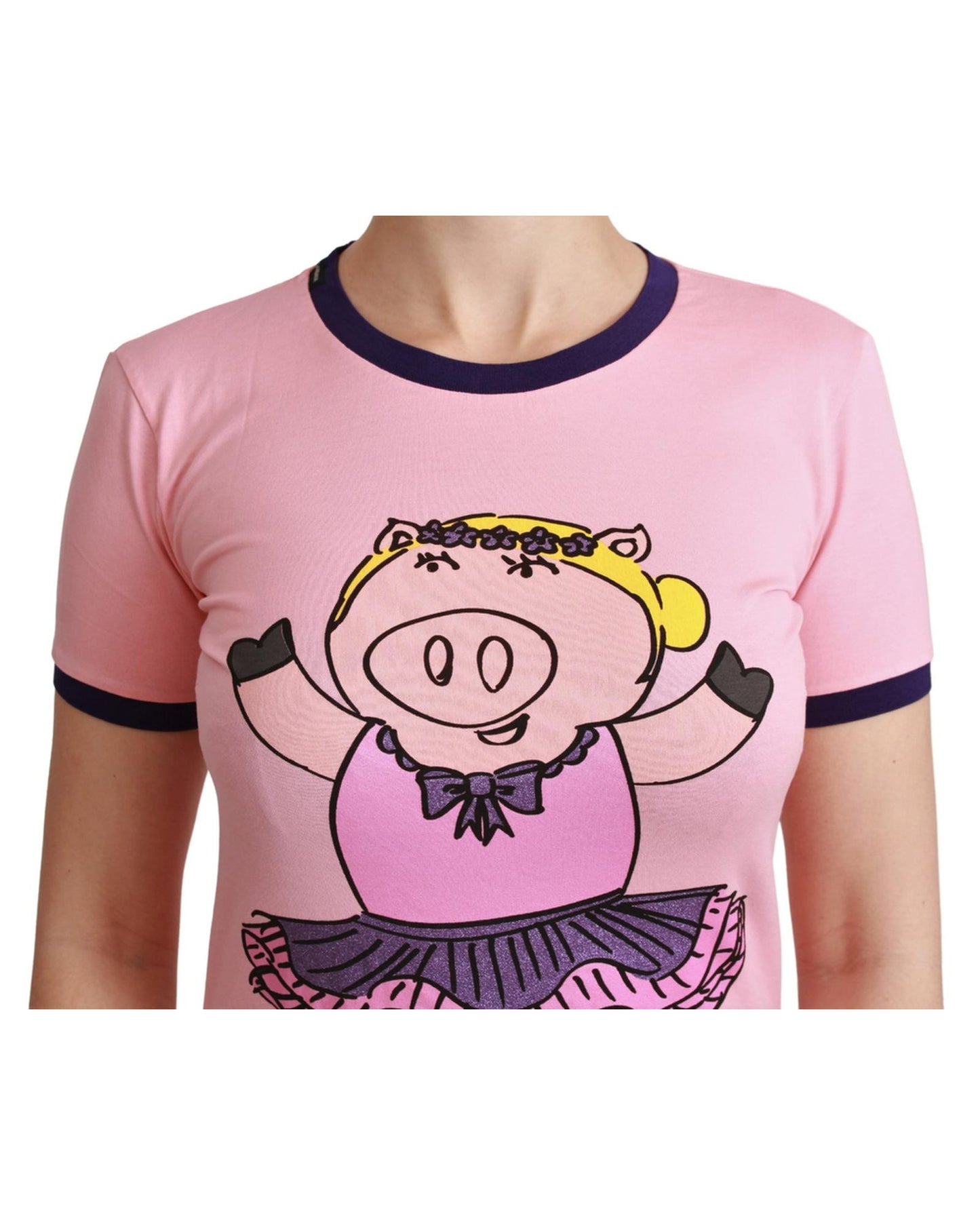 Year of the Pig 2019 Crewneck Short Sleeve T-shirt by Dolce & Gabbana 36 IT Women