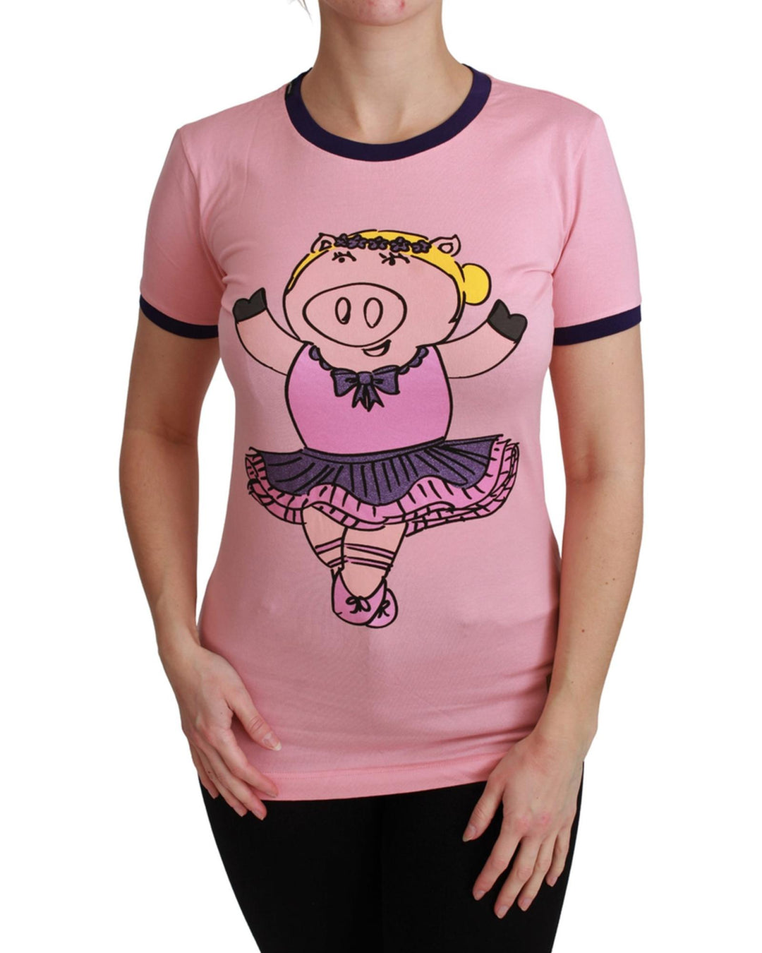 Year of the Pig 2019 Crewneck Short Sleeve T-shirt by Dolce & Gabbana 38 IT Women