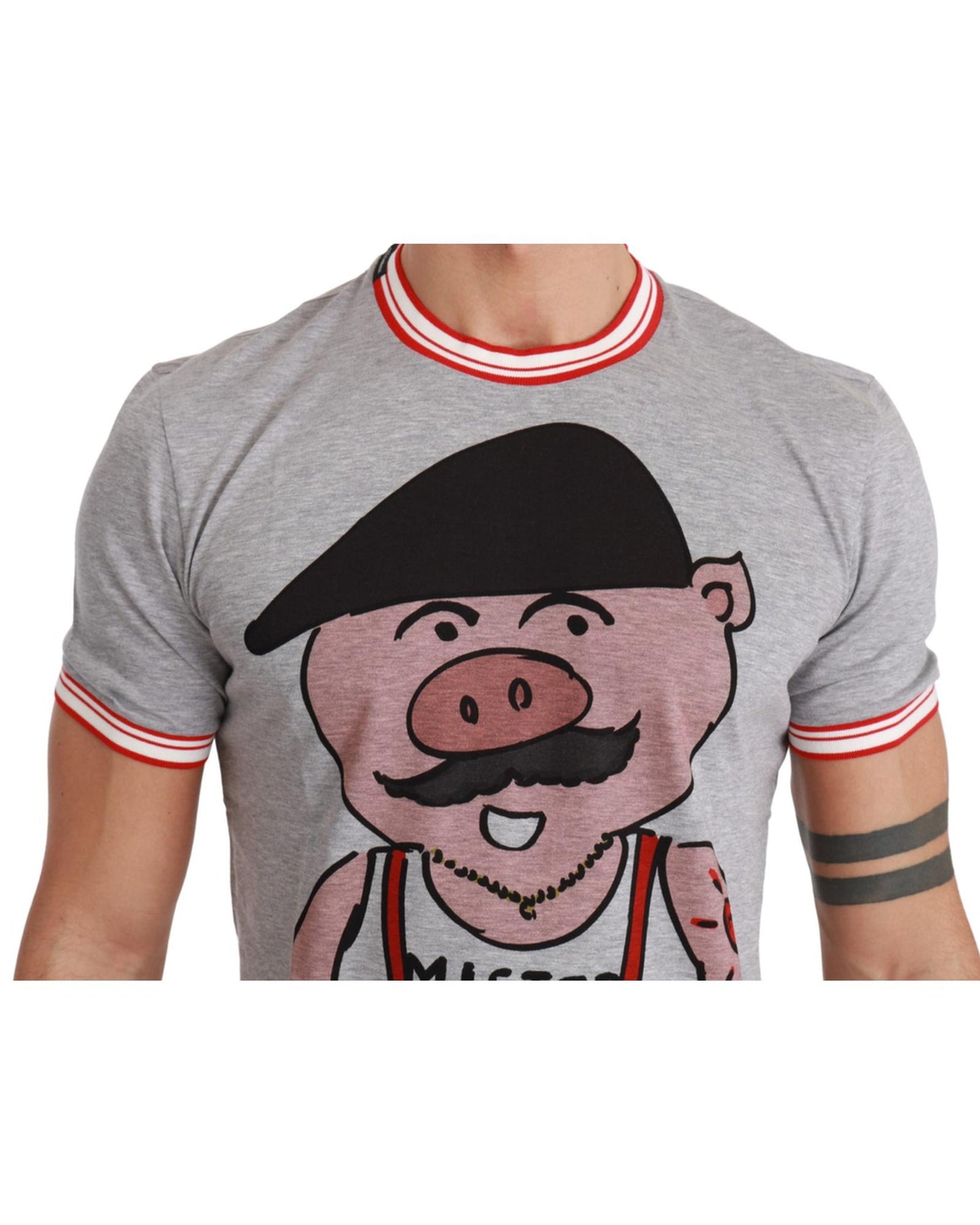 Authentic Dolce & Gabbana Roundneck T-Shirt with Year of the Pig Motive 46 IT Men