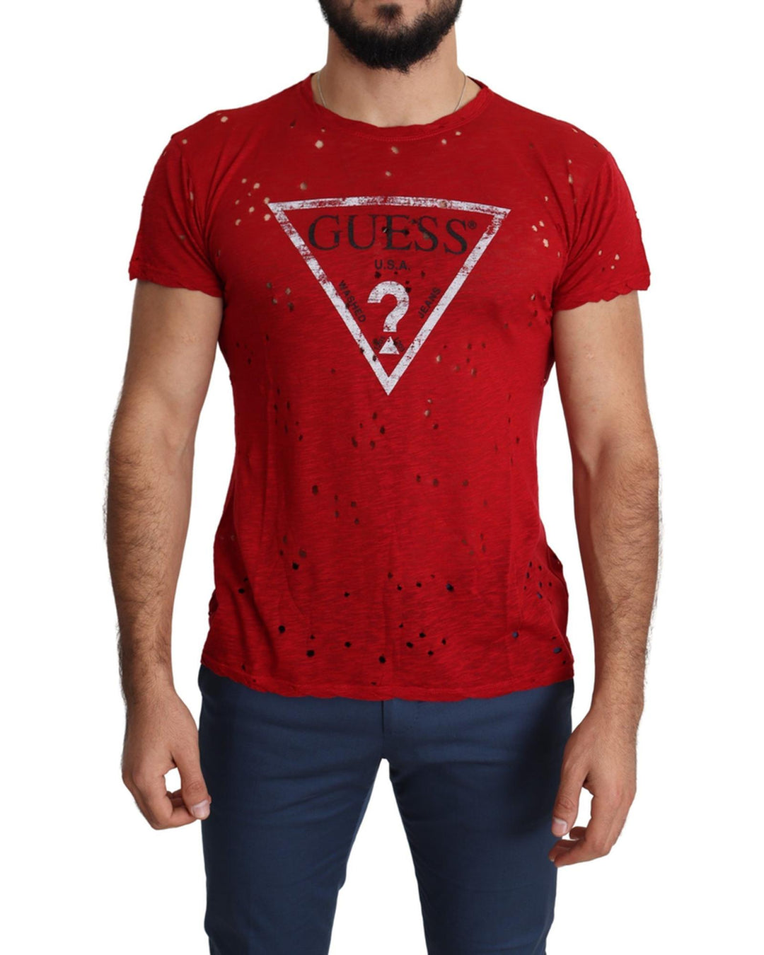 Authentic Guess Red Cotton Stretch T-shirt XL Men