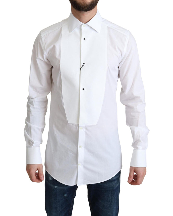 Dolce & Gabbana White Cotton Poplin Shirt with Contrasting Buttons 38 IT Men