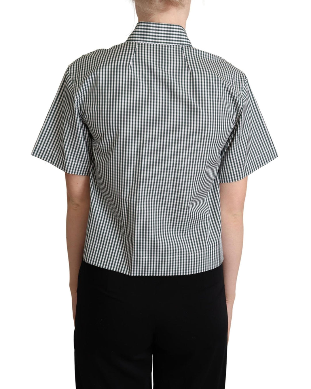 Checkered Design Collared Polo with Short Sleeves 42 IT Women