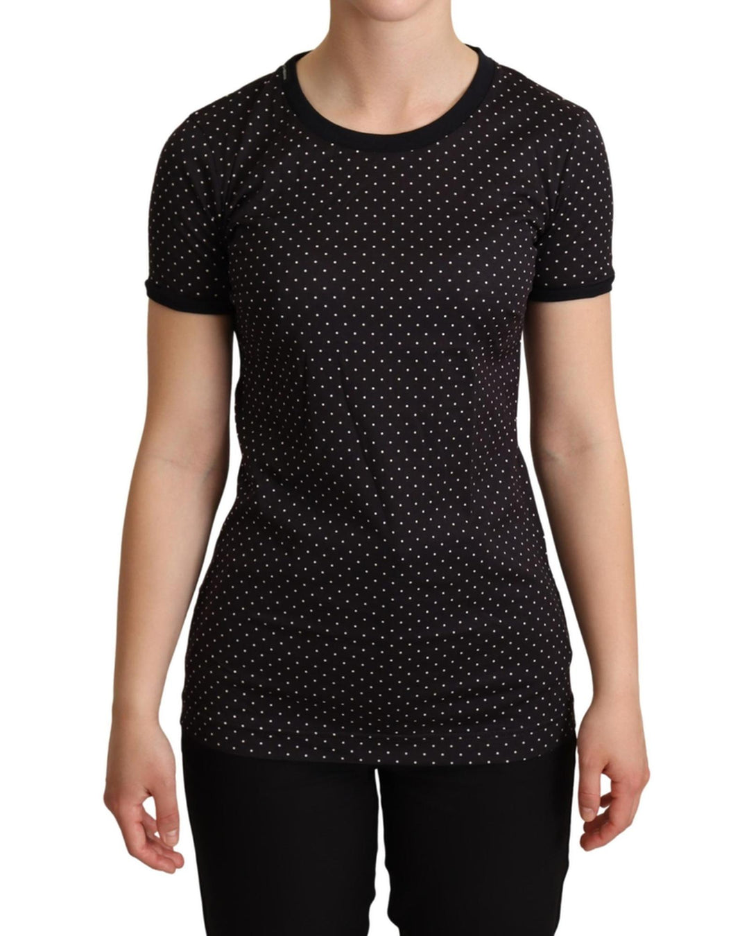 Black Polka Dot Crewneck T-shirt by Dolce & Gabbana 38 IT Women