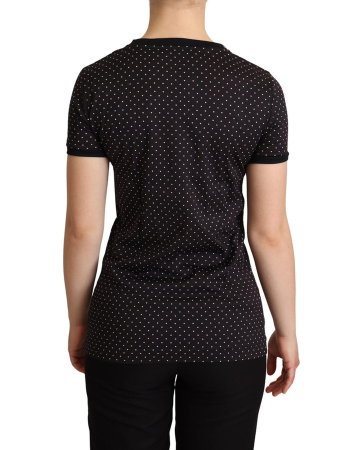 Black Polka Dot Crewneck T-shirt by Dolce & Gabbana 38 IT Women