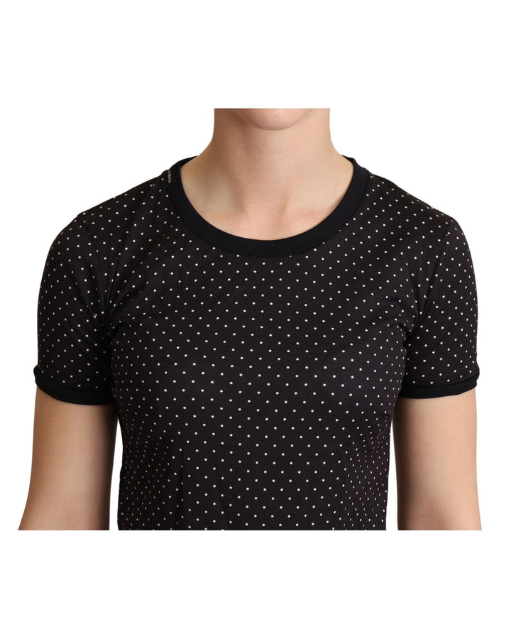 Black Polka Dot Crewneck T-shirt by Dolce & Gabbana 38 IT Women