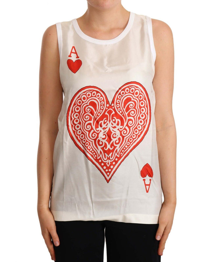 Dolce & Gabbana Sleeveless Ace of Hearts Tank Top 36 IT Women