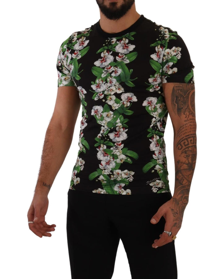 Crewneck Short Sleeves T-shirt with Floral Print 48 IT Men