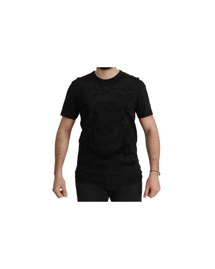 Authentic Dolce & Gabbana Black Baroque Motive T-shirt 52 IT Men