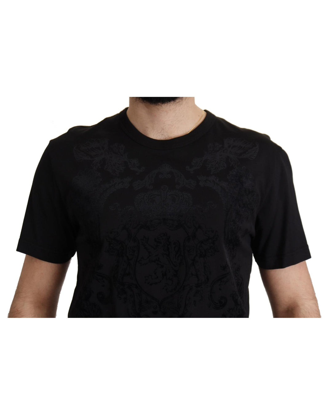 Authentic Dolce & Gabbana Black Baroque Motive T-shirt 52 IT Men