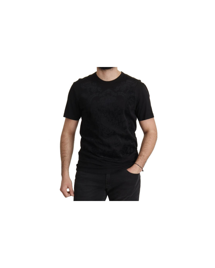 Authentic Dolce & Gabbana Black Baroque Motive T-shirt 52 IT Men