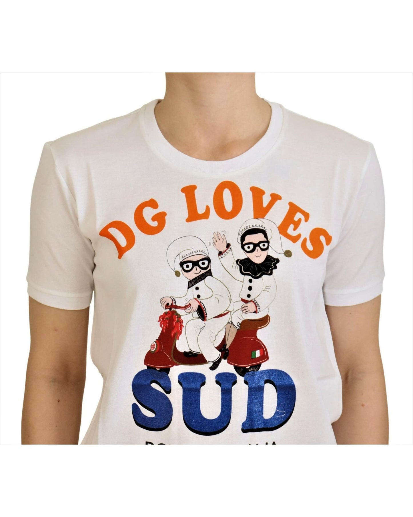 Dolce & Gabbana Crew Neck T-shirt with DG LOVES SUD Motive 38 IT Women