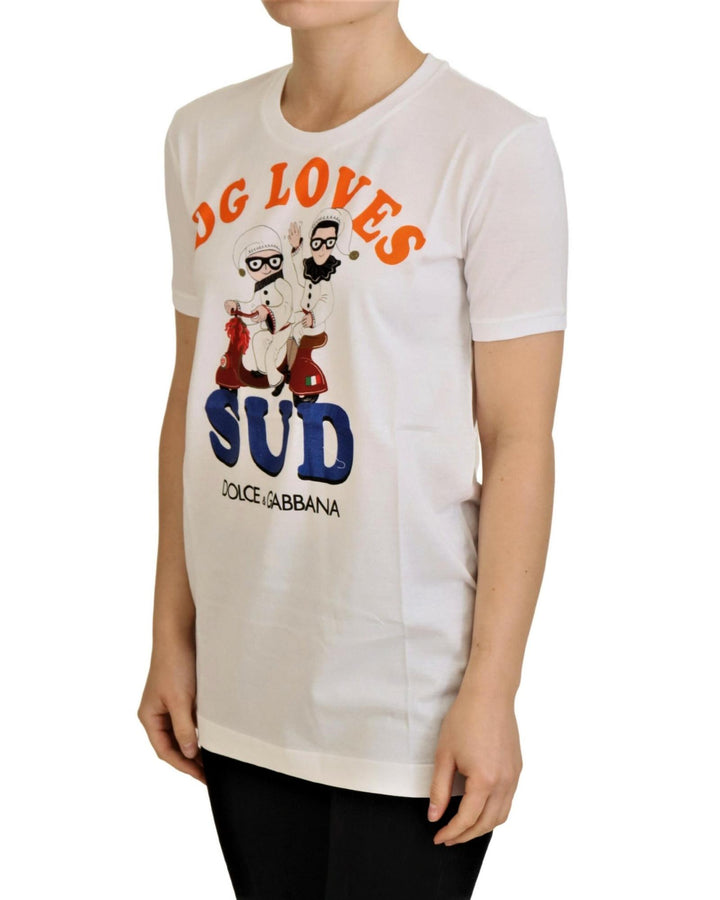 Dolce & Gabbana Crew Neck T-shirt with DG LOVES SUD Motive 40 IT Women