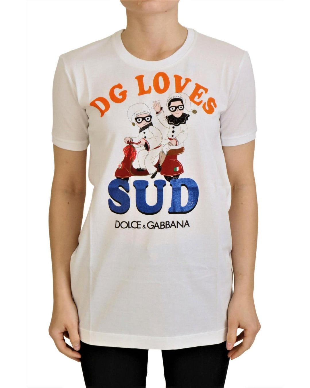 Dolce & Gabbana Crew Neck T-shirt with DG LOVES SUD Motive 42 IT Women