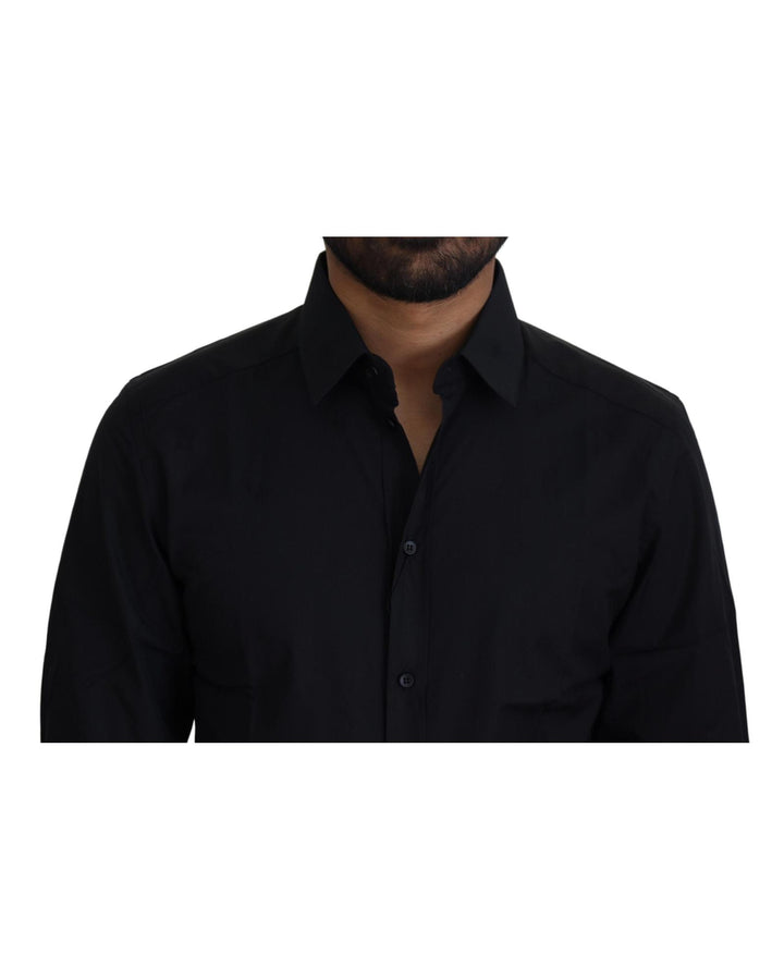 Classic Black Cotton Dress Shirt 37 IT Men