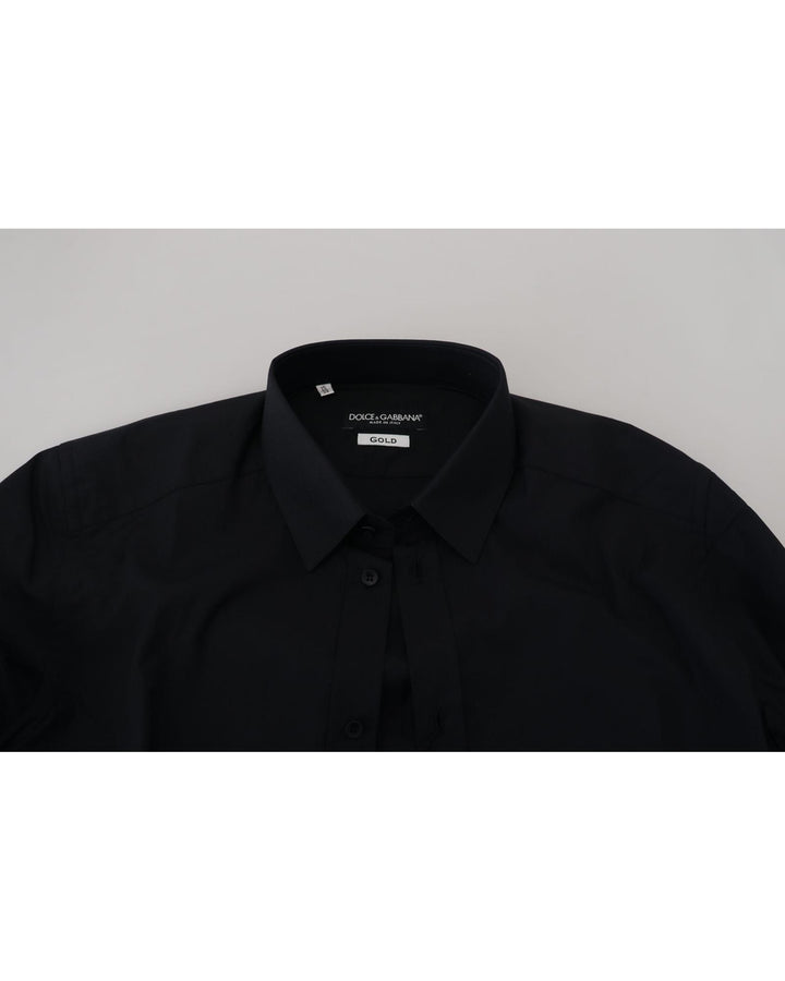 Classic Black Cotton Dress Shirt 37 IT Men