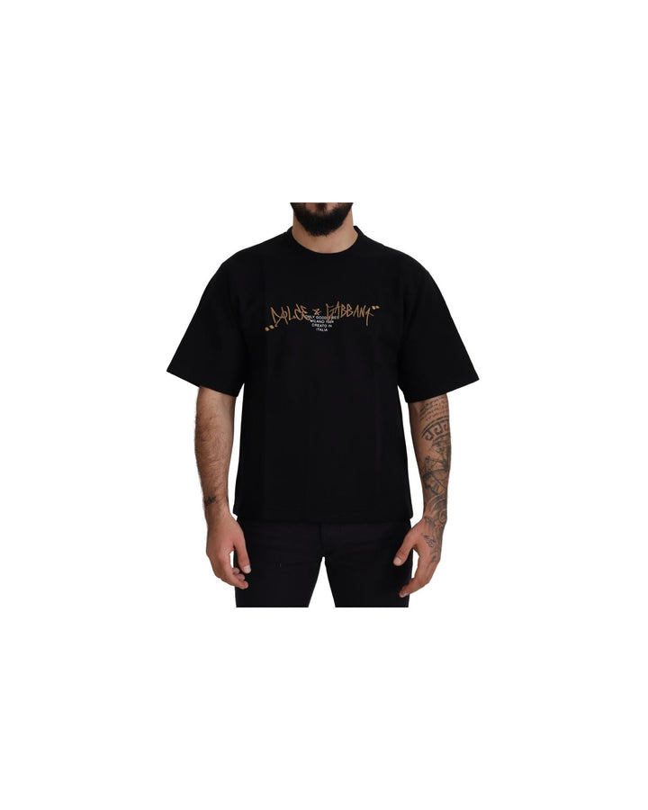 Authentic Dolce & Gabbana Black Logo T-Shirt 44 IT Men